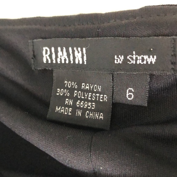 RIMINI Black Midi Asymmetric Bias Cut Square Neck Stretch Dress Size 6 - Picture 10 of 11